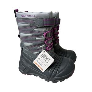 Merrell Snow Quest 3.0 NEW Girls Size 6 Gray and Purple Kids' Winter Boots